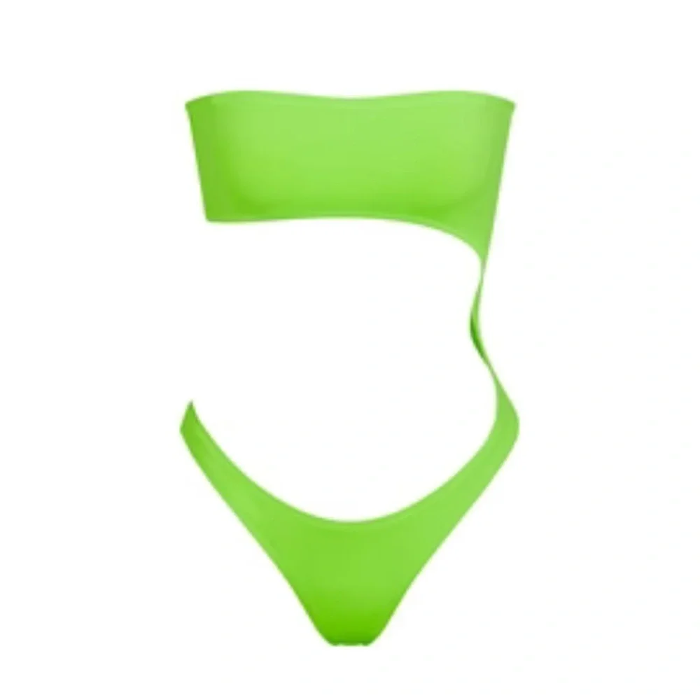 SKIMS SIGNATURE SWIM STRAPLESS MONOKINI COLOR NEON GREEN SIZE 3X